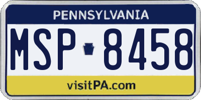 PA license plate MSP8458