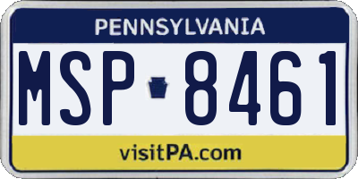 PA license plate MSP8461