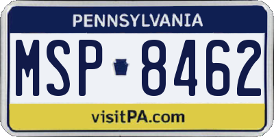 PA license plate MSP8462