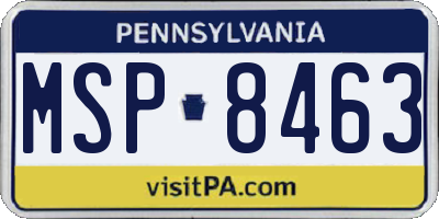 PA license plate MSP8463