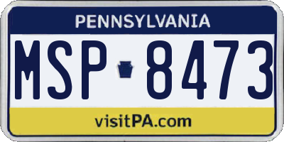 PA license plate MSP8473