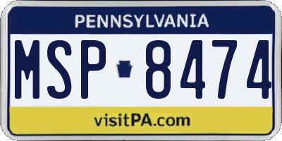 PA license plate MSP8474