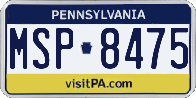 PA license plate MSP8475