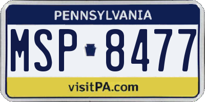 PA license plate MSP8477