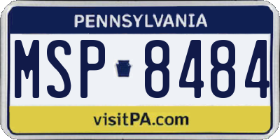 PA license plate MSP8484