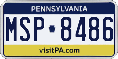 PA license plate MSP8486