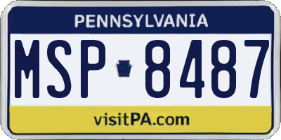PA license plate MSP8487
