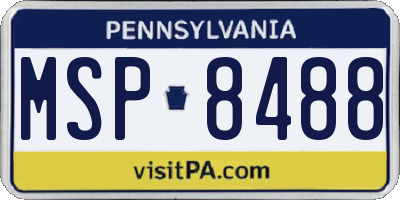 PA license plate MSP8488
