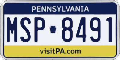 PA license plate MSP8491