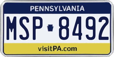 PA license plate MSP8492