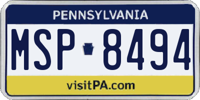 PA license plate MSP8494