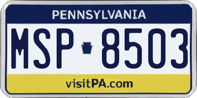 PA license plate MSP8503
