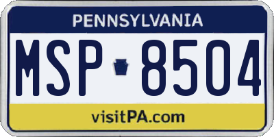 PA license plate MSP8504