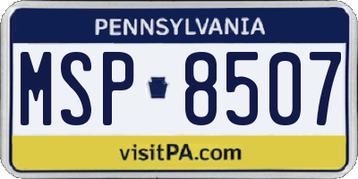 PA license plate MSP8507