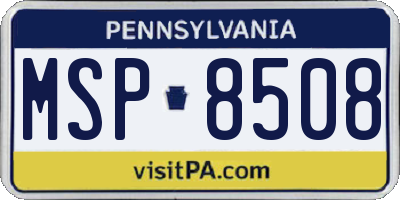 PA license plate MSP8508