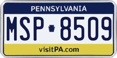 PA license plate MSP8509