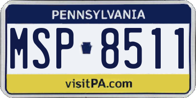 PA license plate MSP8511