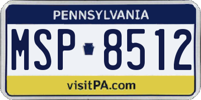 PA license plate MSP8512