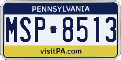 PA license plate MSP8513