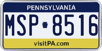 PA license plate MSP8516