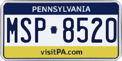 PA license plate MSP8520