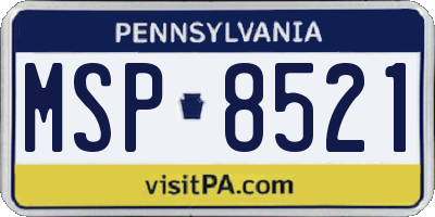 PA license plate MSP8521