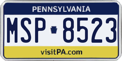 PA license plate MSP8523