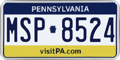 PA license plate MSP8524