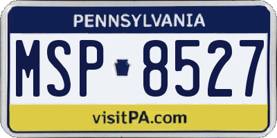 PA license plate MSP8527
