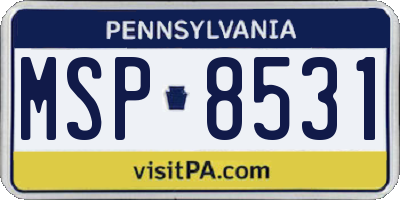 PA license plate MSP8531