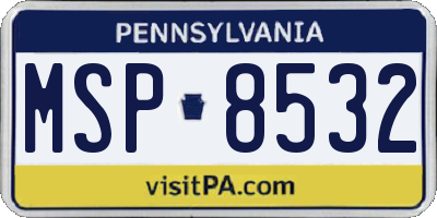 PA license plate MSP8532