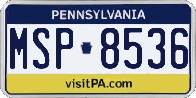 PA license plate MSP8536