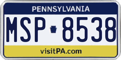 PA license plate MSP8538