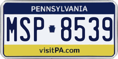 PA license plate MSP8539