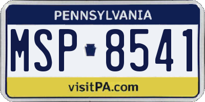 PA license plate MSP8541