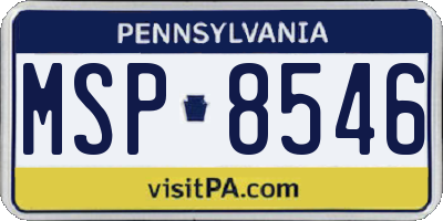 PA license plate MSP8546
