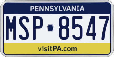 PA license plate MSP8547