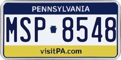 PA license plate MSP8548