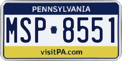 PA license plate MSP8551