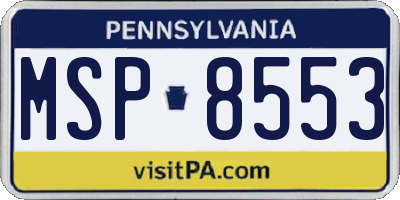 PA license plate MSP8553