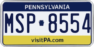PA license plate MSP8554