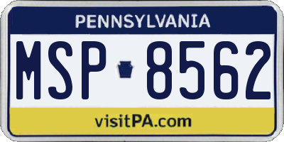 PA license plate MSP8562
