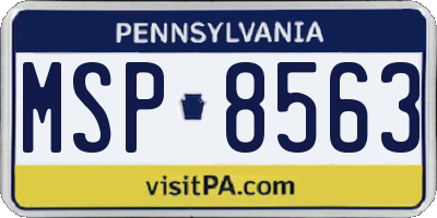 PA license plate MSP8563