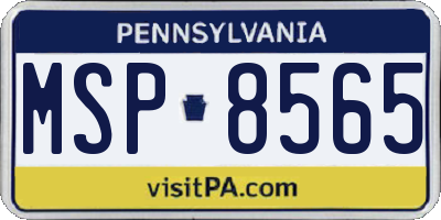 PA license plate MSP8565