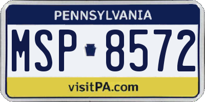 PA license plate MSP8572
