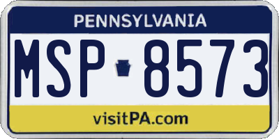 PA license plate MSP8573