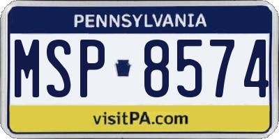 PA license plate MSP8574