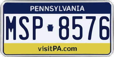 PA license plate MSP8576