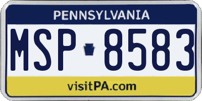 PA license plate MSP8583