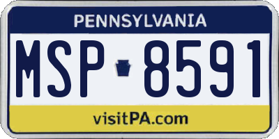 PA license plate MSP8591